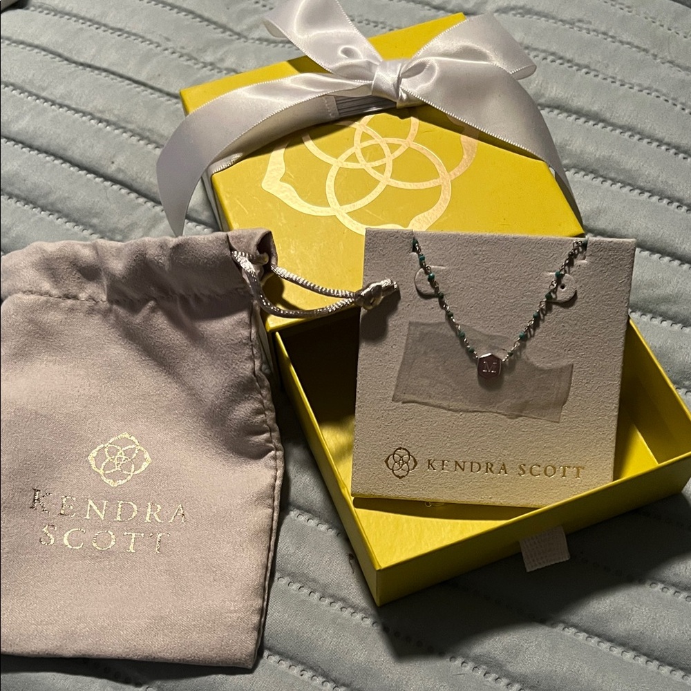 Kendra Scott Silver Necklace with Green Accents